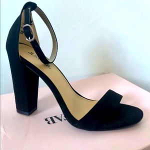 NEVER WORN! JustFab black faux suede strappy heels